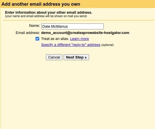 making email addresses add sender name