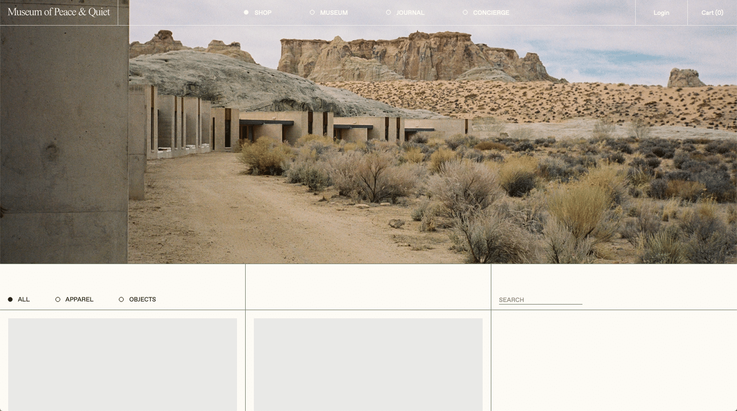 museum of peace and quiet website color schemes examples
