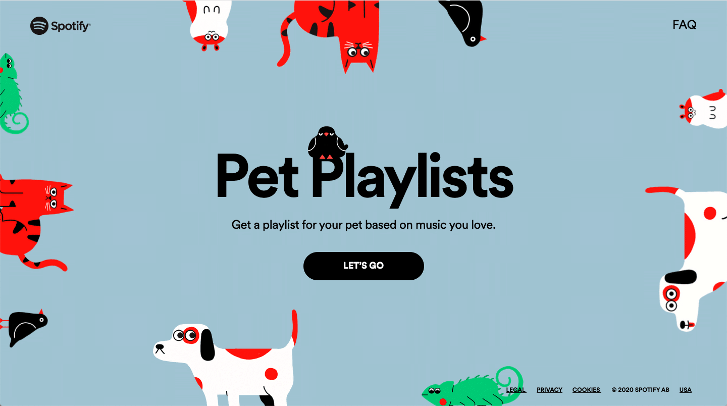 pets by spotify website color schemes examples