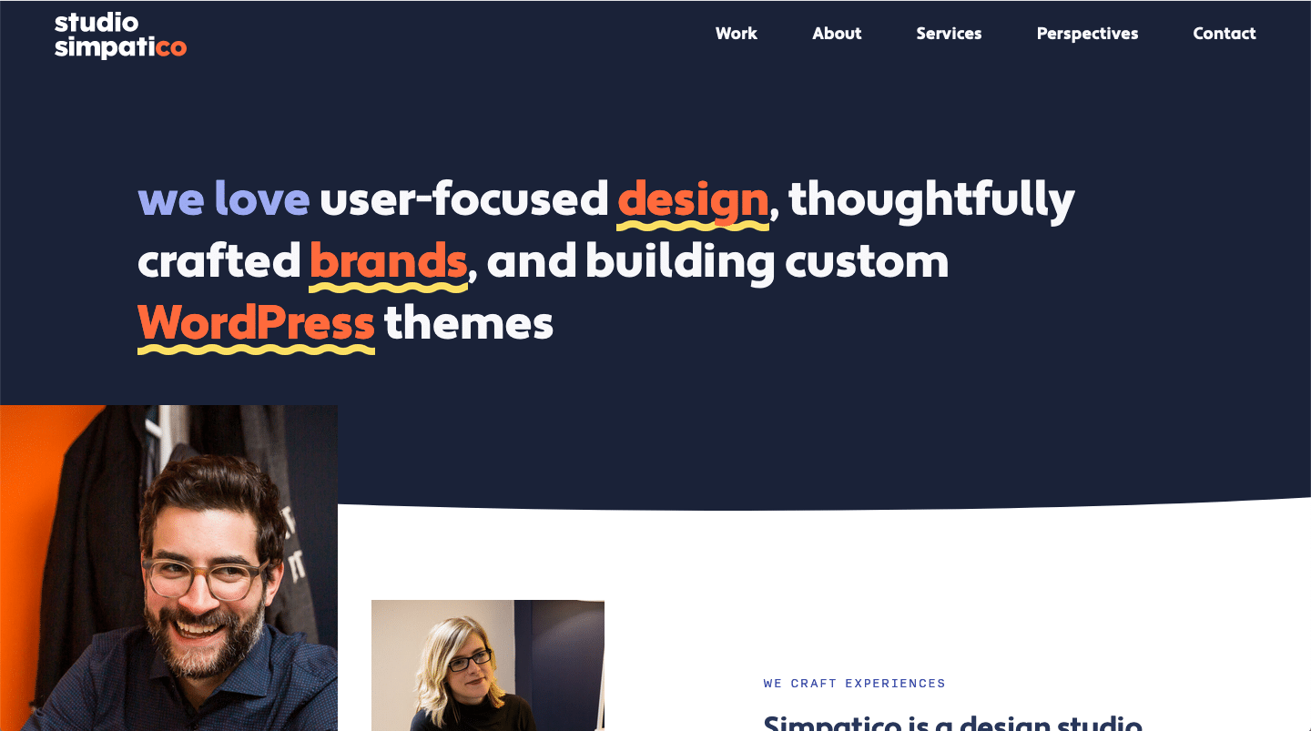 studio simpatico website color schemes examples