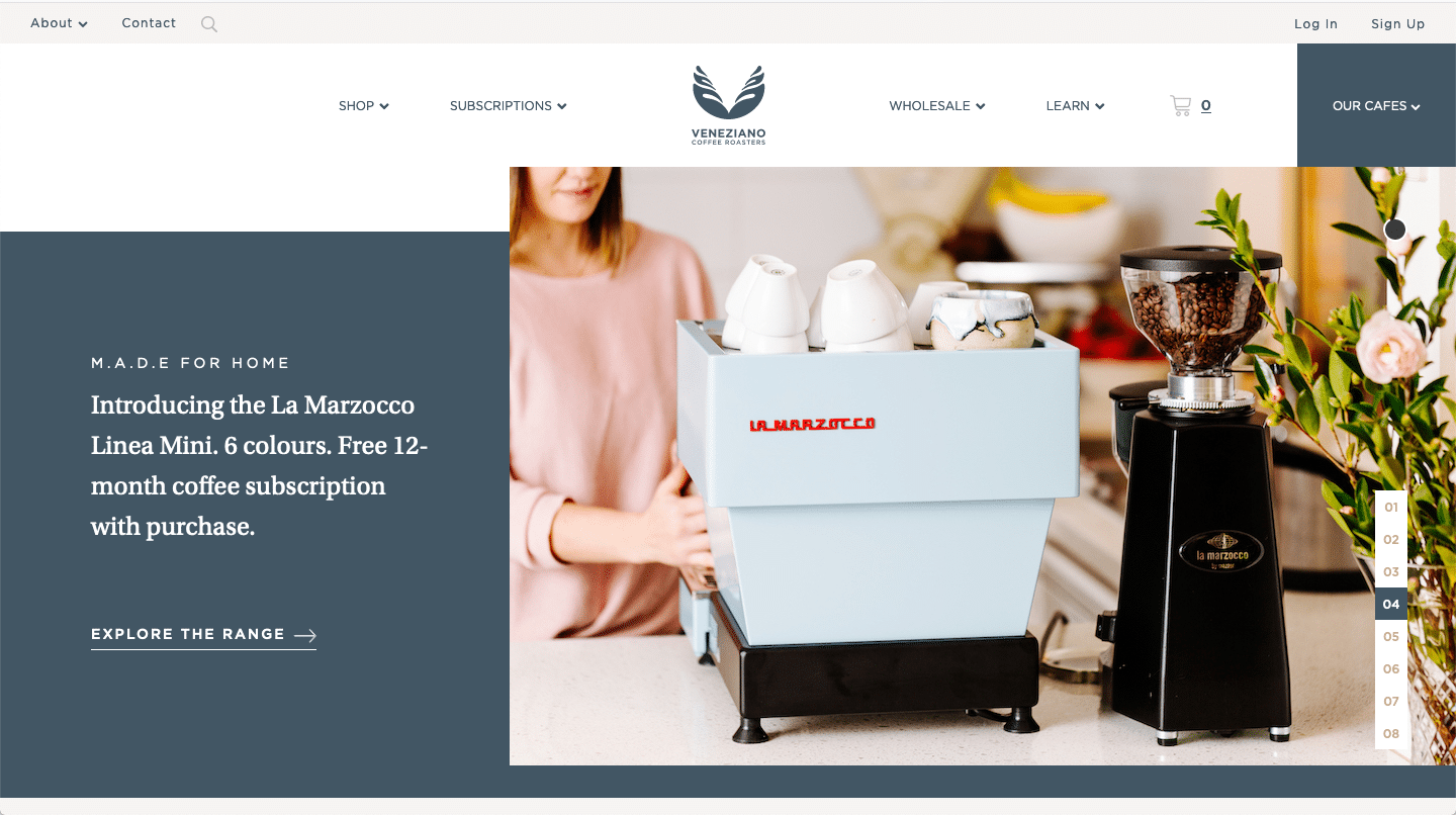 veneziano coffee website color schemes examples