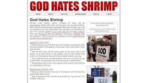 god hates shrimp homepage crazy websites