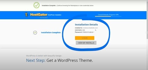 hostgator installation details install wordpress