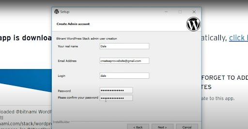wordpress installer admin account install wordpress